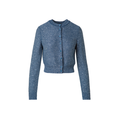 Cardigan in Linen Cotton with Micro Sequins
