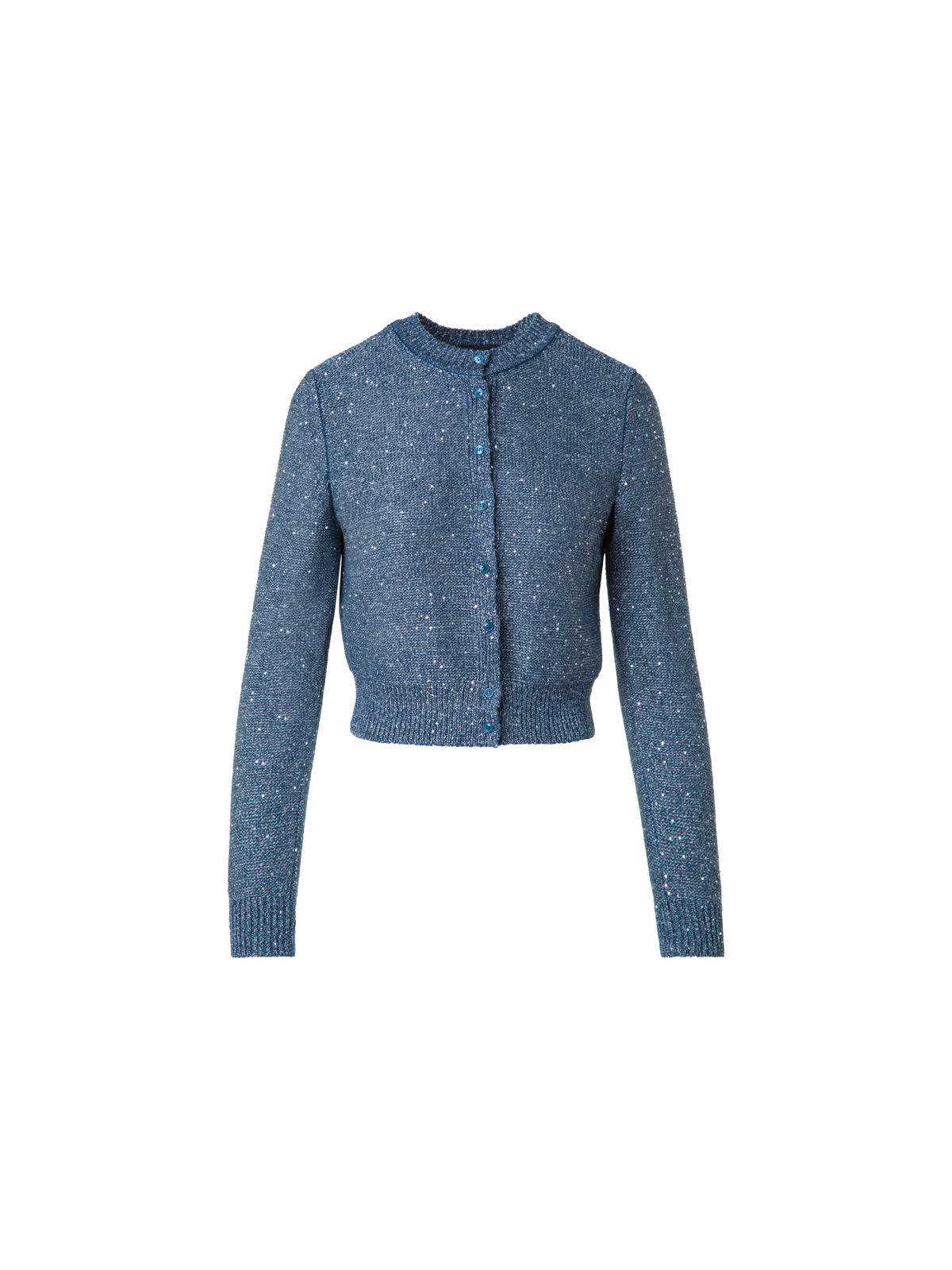 Designer Leinen-Baumwoll-Cardigan mit Mikropailletten - Blau