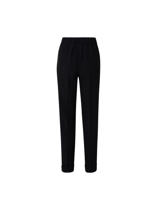 Designer Tapered Hose aus Crêpe - Schwarz