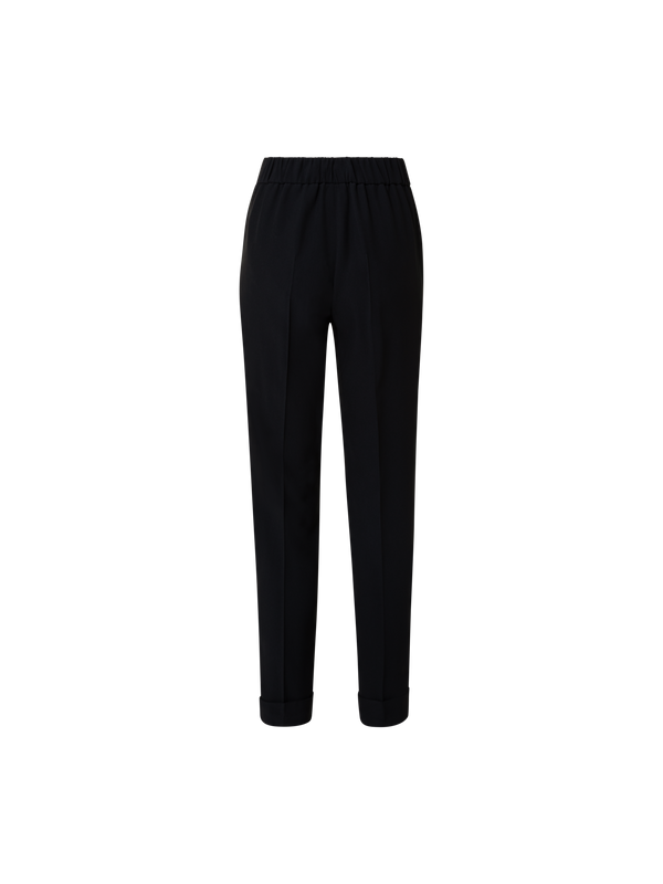 Designer Tapered Hose aus Crêpe - Schwarz