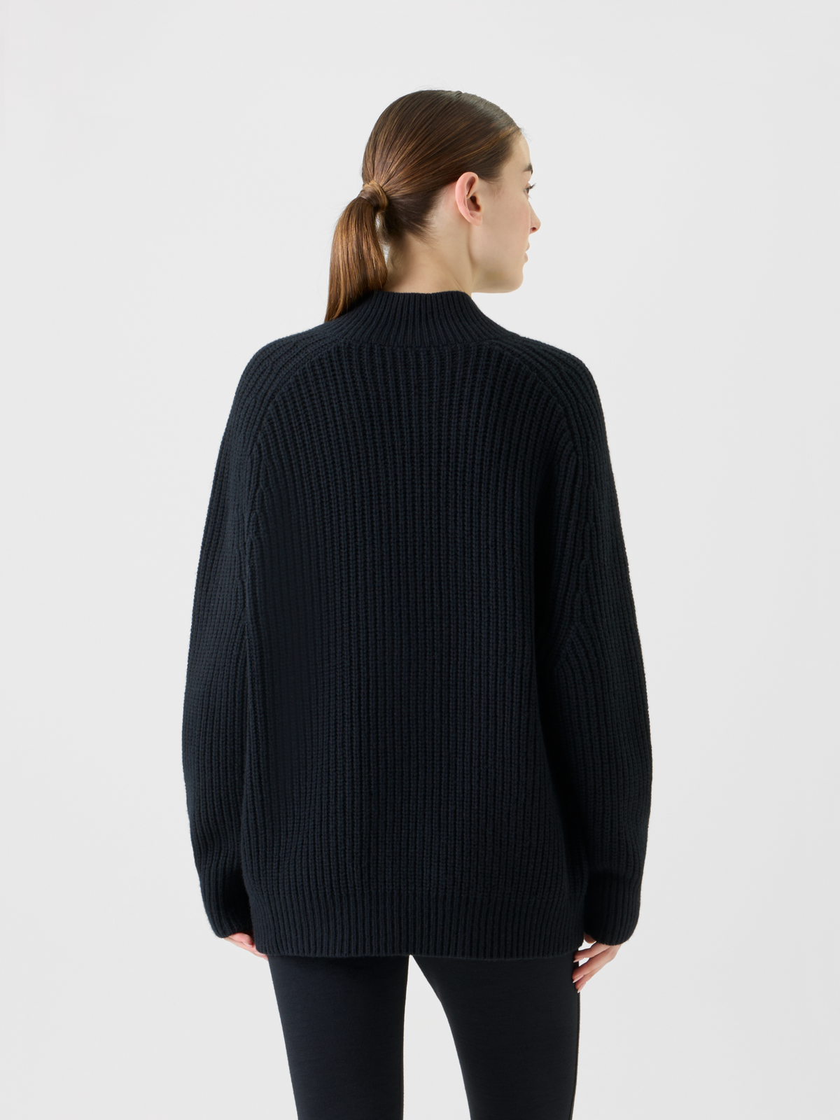 Designer Oversized Wolle Kaschmir Stehkragen Pullover - Schwarz #editorial