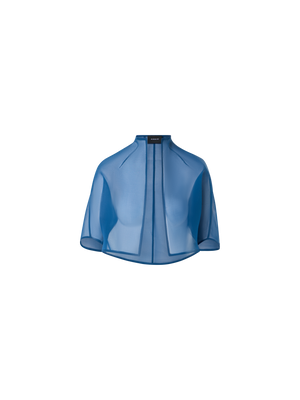 Designer Kurzer Bolero aus Seidenorganza - Blau