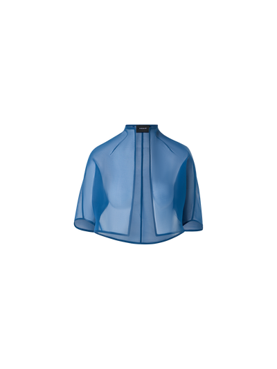 Designer Kurzer Bolero aus Seidenorganza - Blau