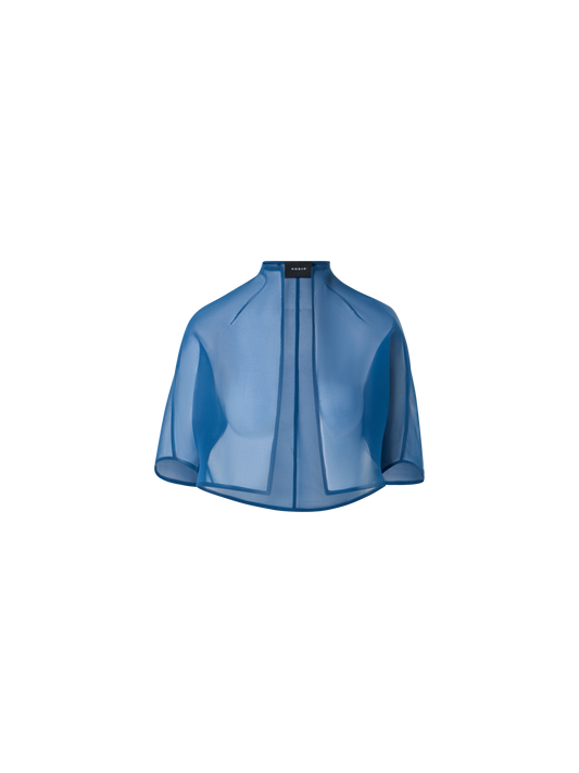 Designer Kurzer Bolero aus Seidenorganza - Blau
