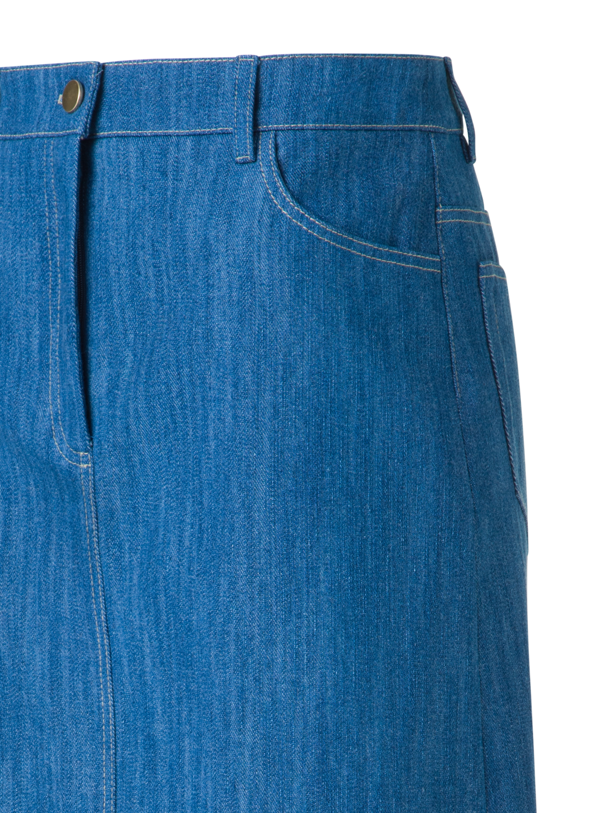 Designer Midi-Bleistiftrock aus Baumwoll-Denim - Blau