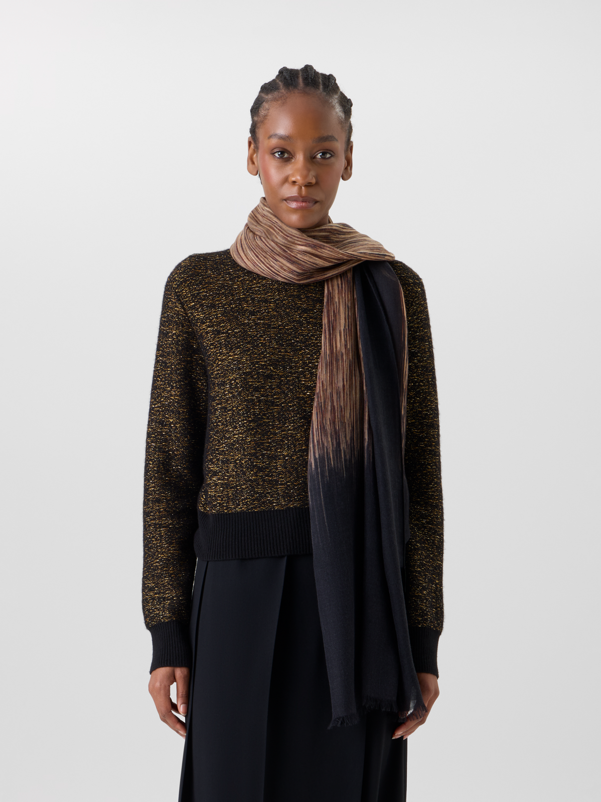 Designer Kaschmirschal mit Oro Lienzo Print - Schwarz 
