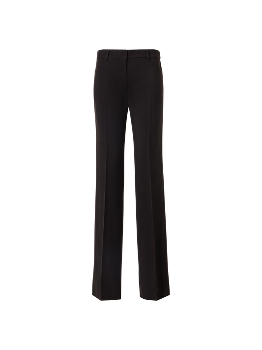 Designer Hose aus Woll-Tricotine mit Paspel vorne - Braun