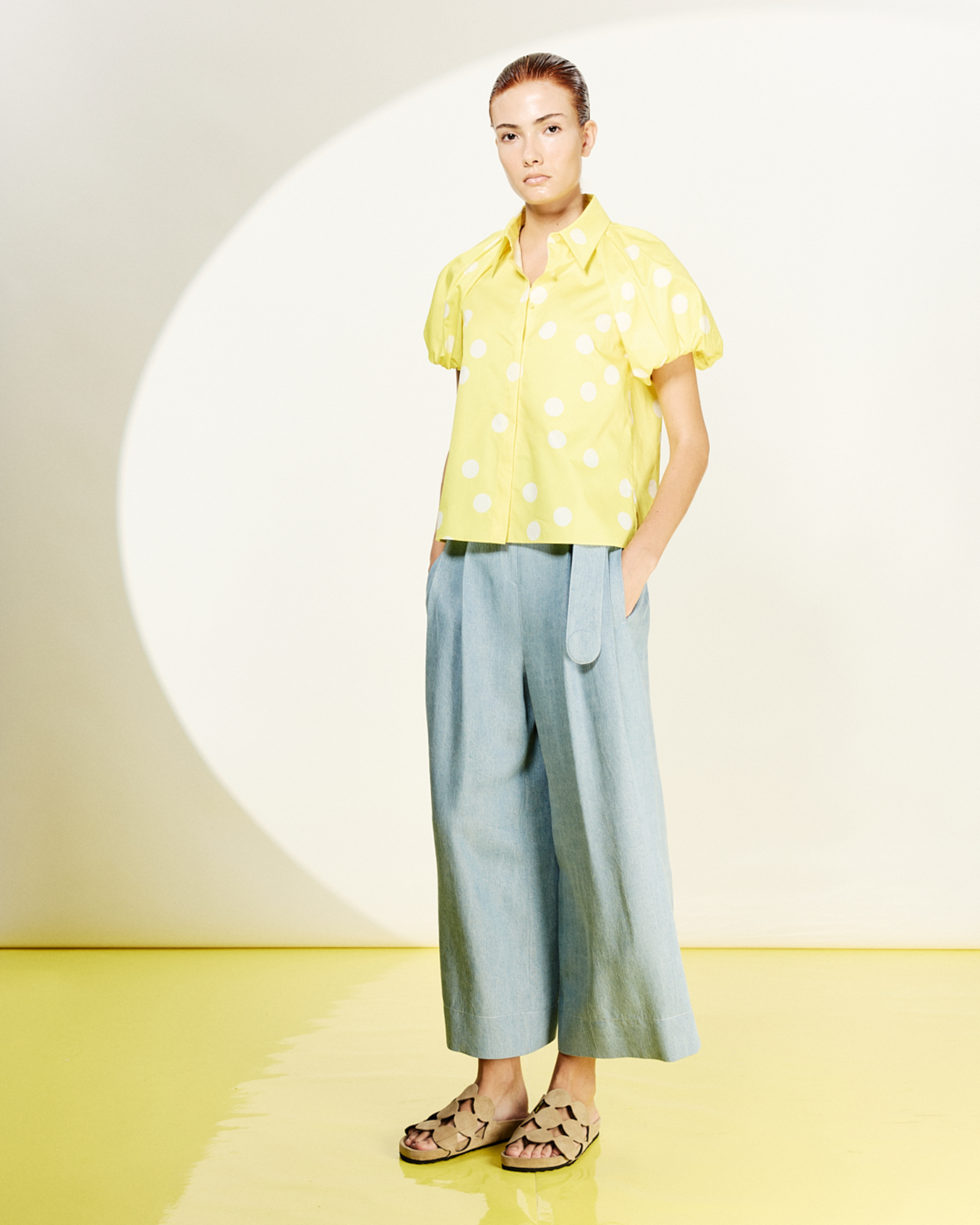 Designer Fiorella plissierte Denim-Culotte mit weitem Bein - Blau 