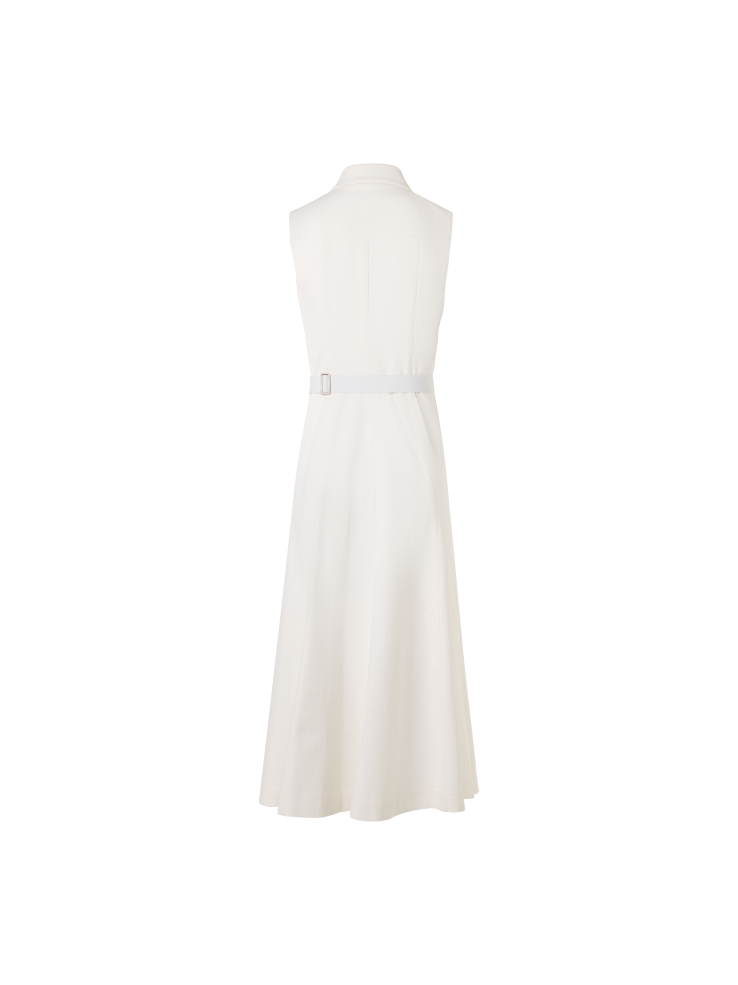 Designer Ärmelloses Midikleid aus Stretch-Baumwoll-Denim - Ecru