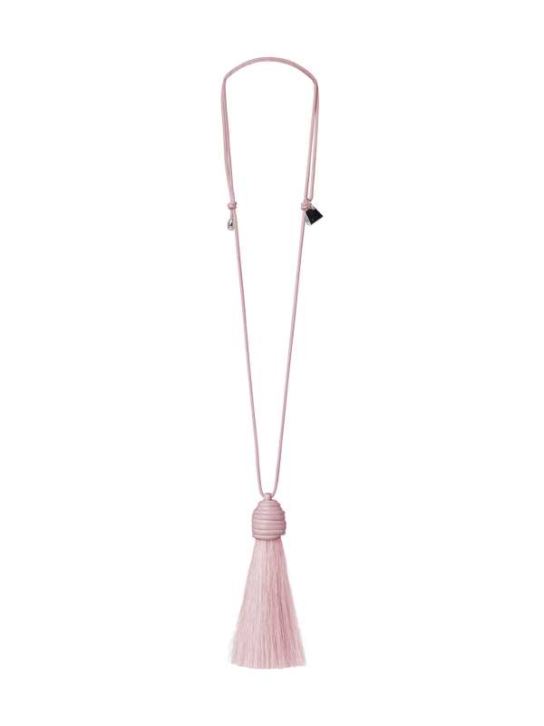 Designer Halskette aus Leder mit Anhänger aus Rosshaar - Rosa