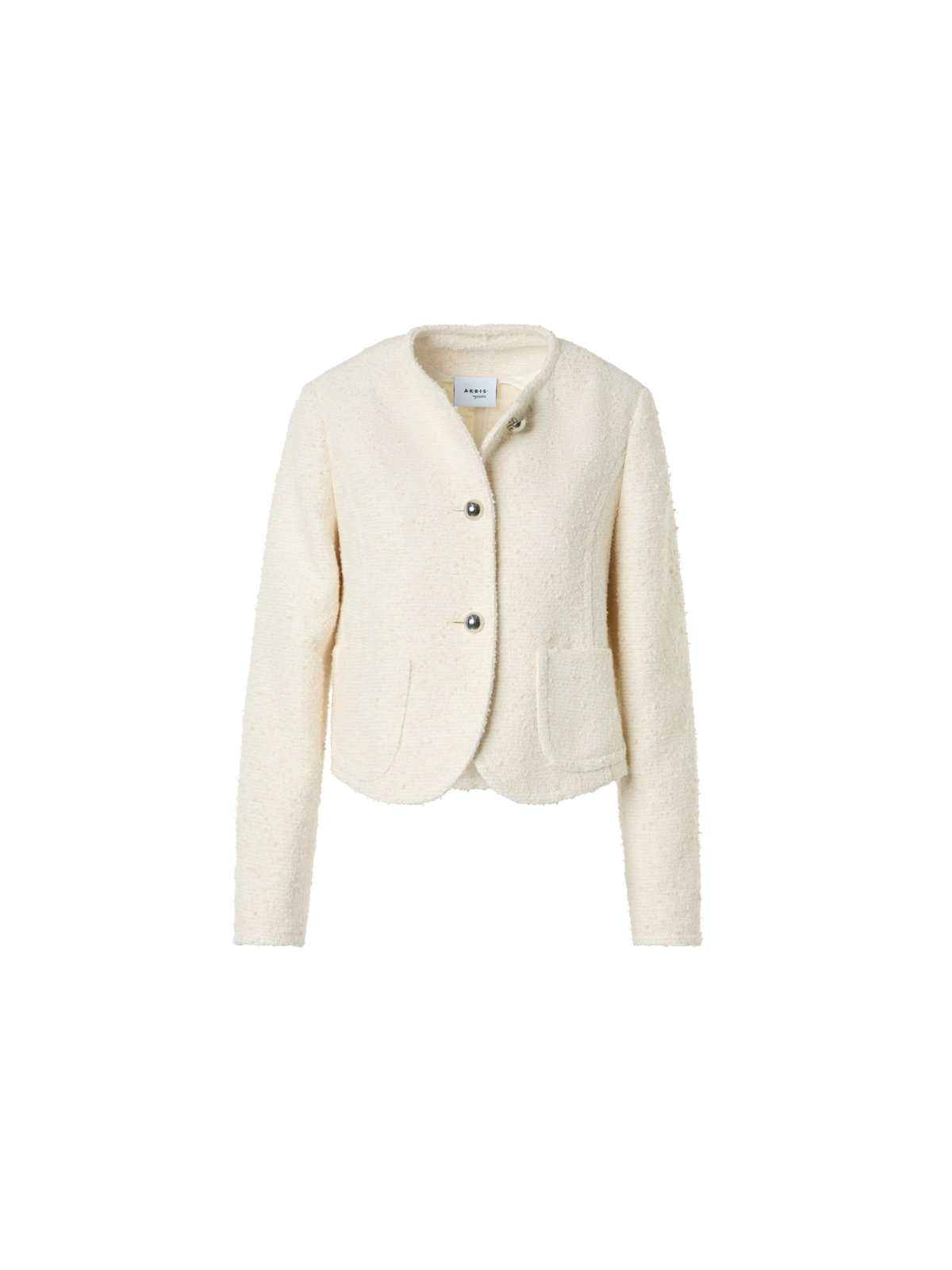 Designer Kastige Sommer-Jacke aus Bouclé-Baumwolle - Ecru