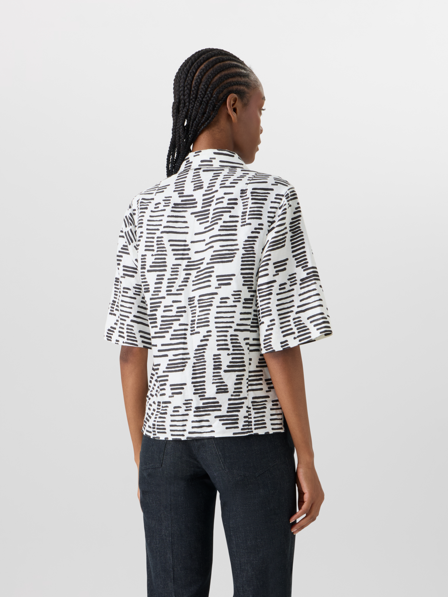 Designer Bluse mit Dance Movement Print - Weiss 