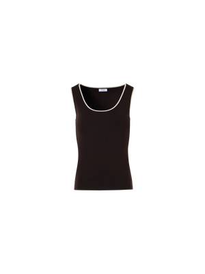 Designer Tailliertes Stricktop mit Kontrastpaspel - Braun
