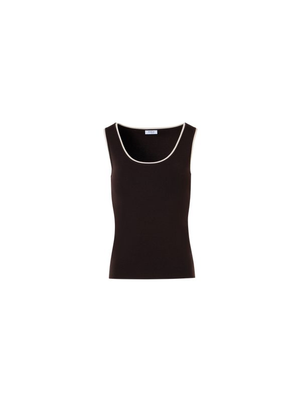 Designer Tailliertes Stricktop mit Kontrastpaspel - Braun