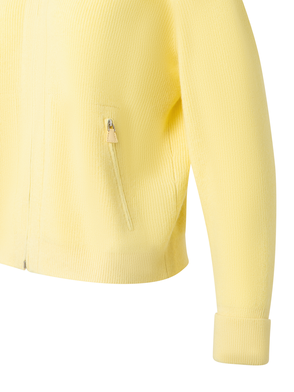 Designer Gerippte Kaschmir-Strickjacke - Gelb