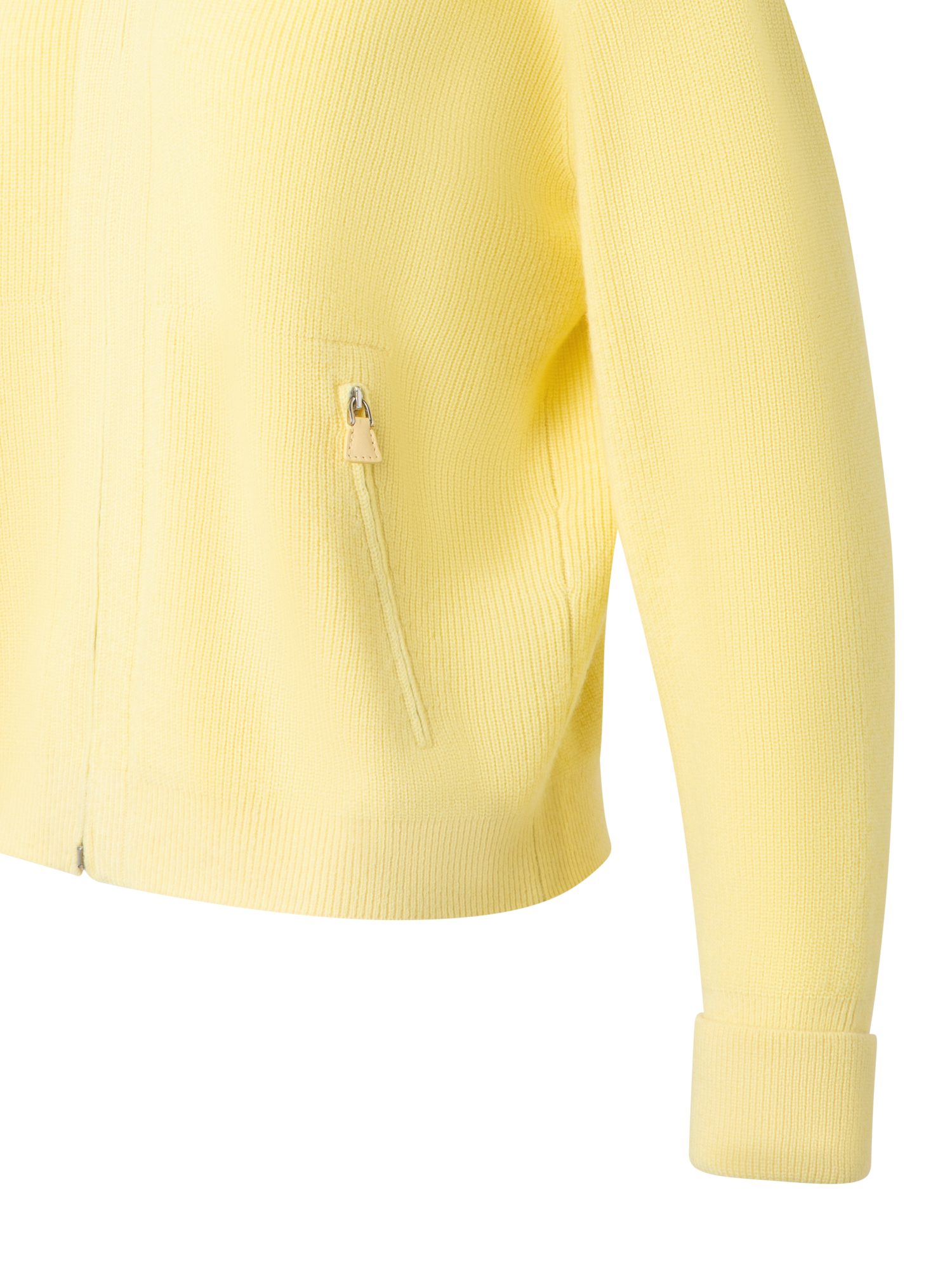 Designer Gerippte Kaschmir-Strickjacke - Gelb