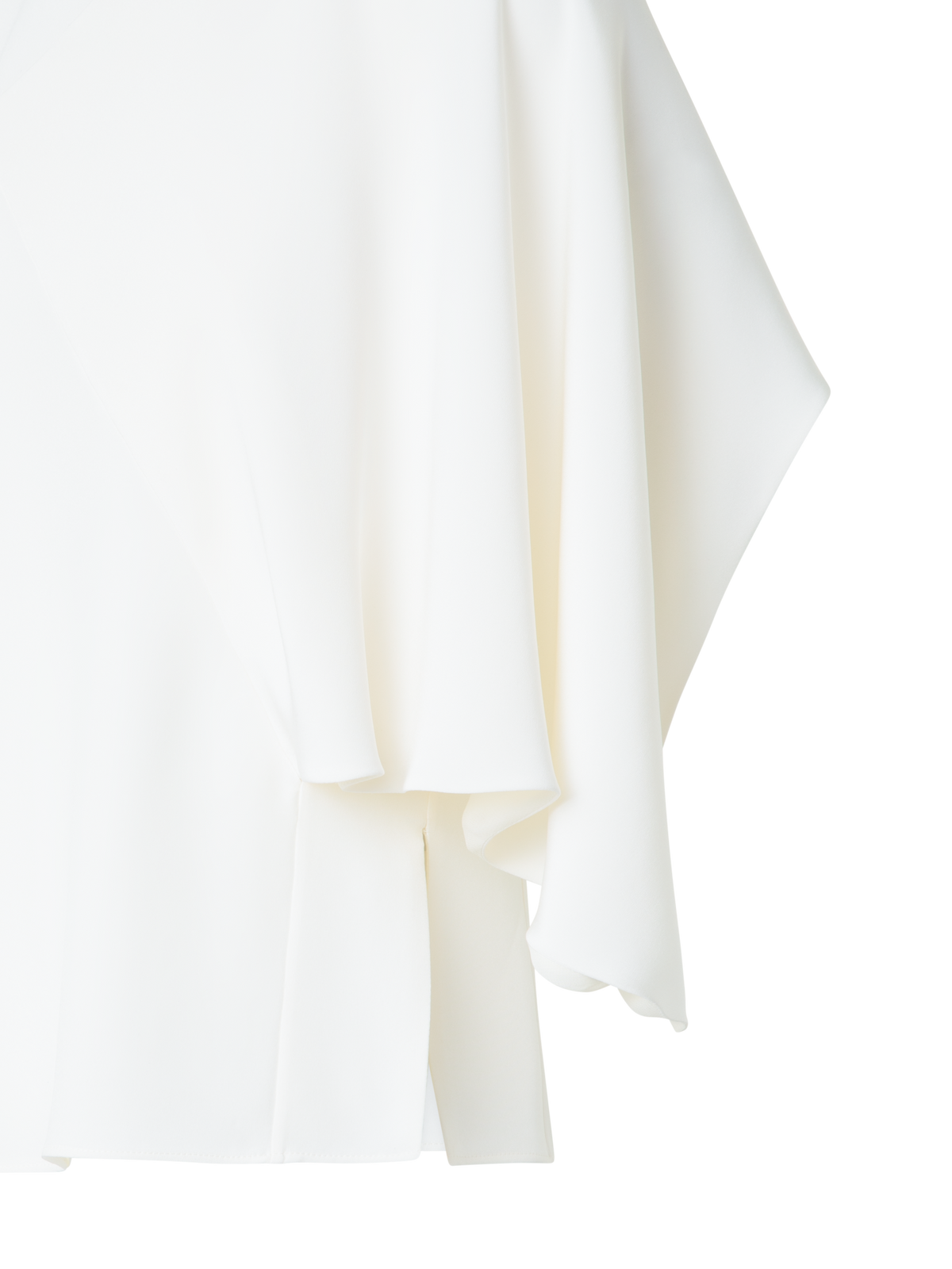 Designer Seidenbluse mit asymmetrischem Ärmeln - Ecru - Weiss