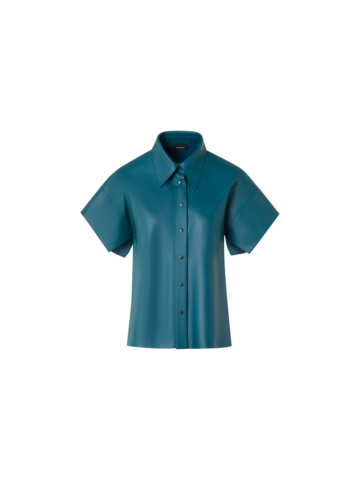 Designer Lederbluse mit kurzen Kimono-Ärmeln - Grün