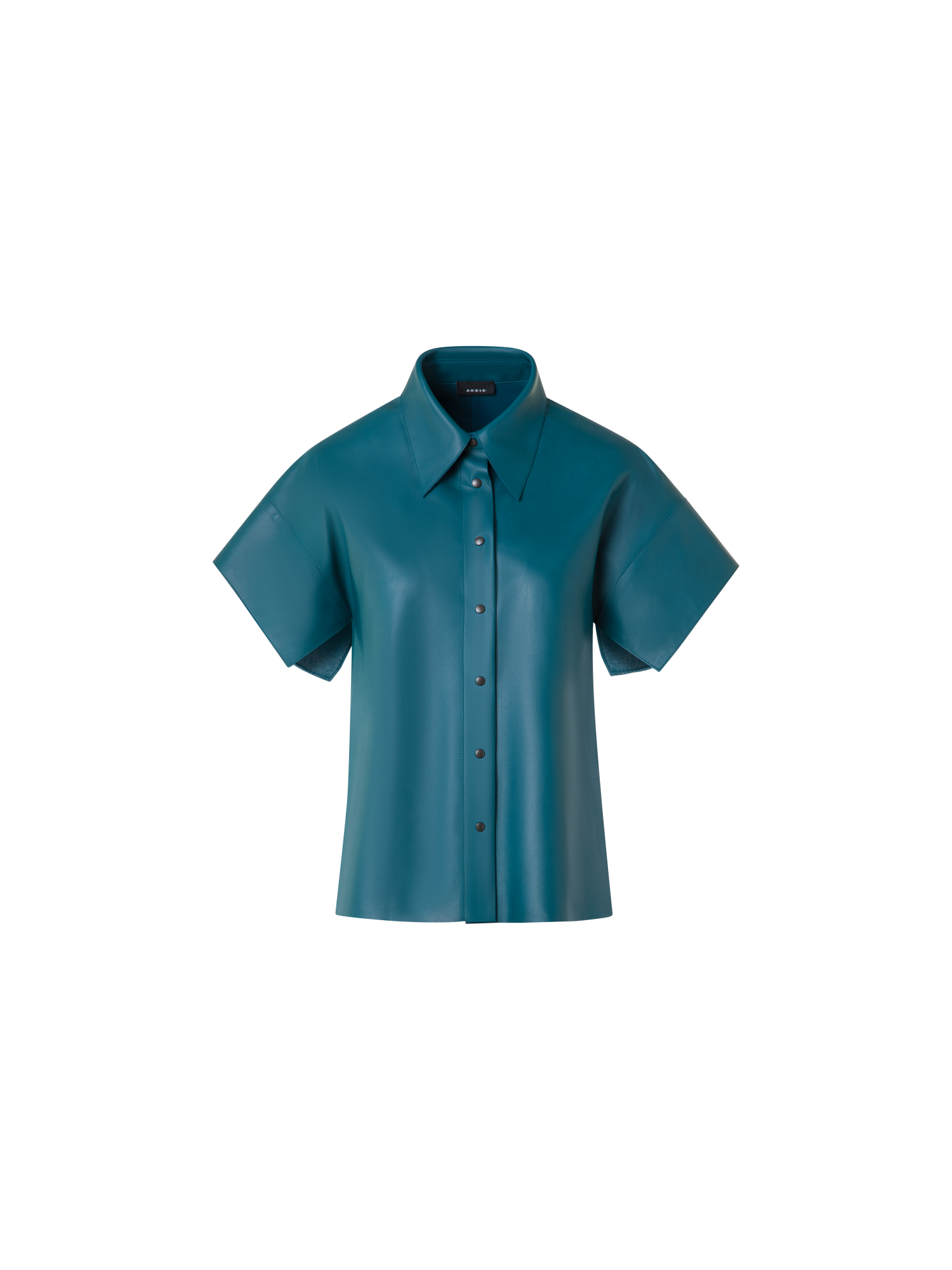 Designer Lederbluse mit kurzen Kimono-Ärmeln - Grün