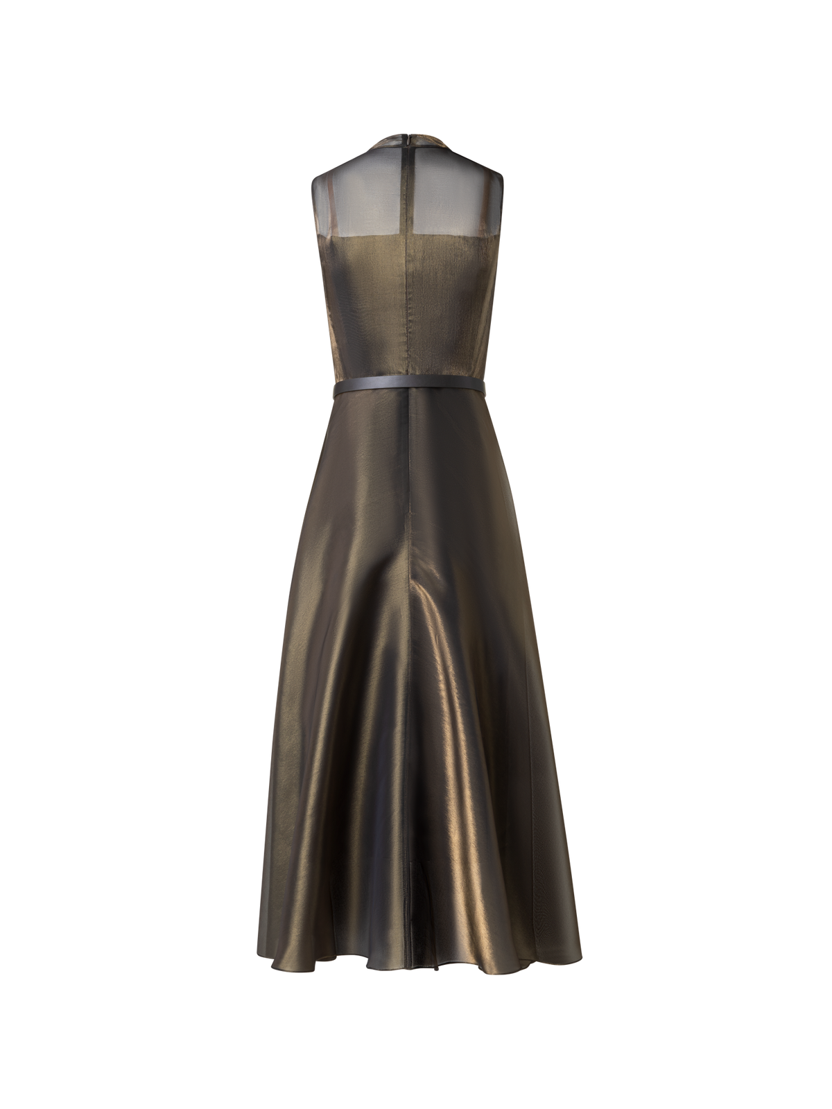 Designer Goldig schimmerndes Seiden-Organza-Midikleid - Schwarz - Bunt - Gold
