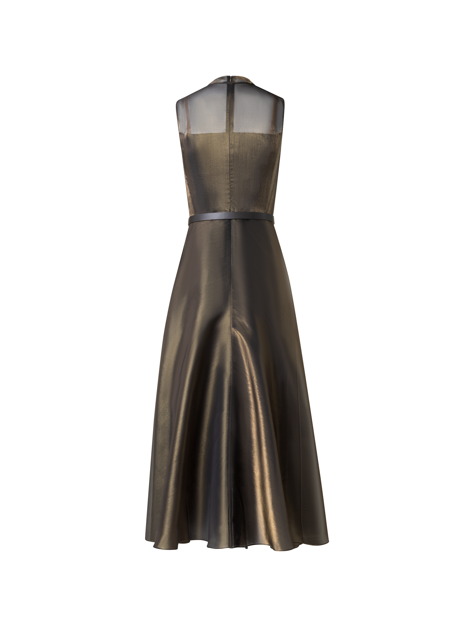 Designer Goldig schimmerndes Seiden-Organza-Midikleid - Schwarz - Bunt - Gold