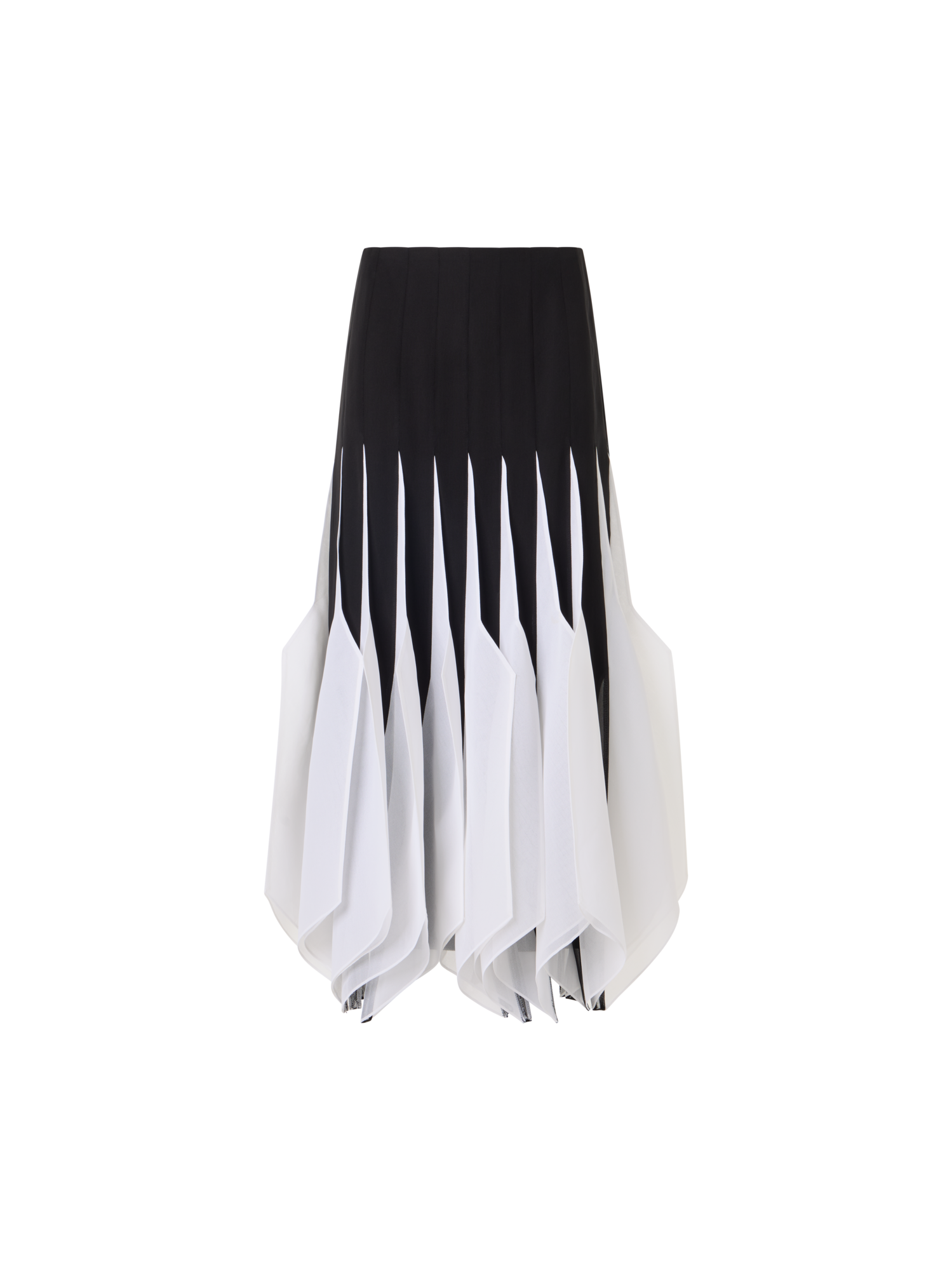 Designer Midirock aus Seide mit High-Plains-Einsätzen - Schwarz