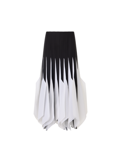 Designer Midirock aus Seide mit High-Plains-Einsätzen - Schwarz