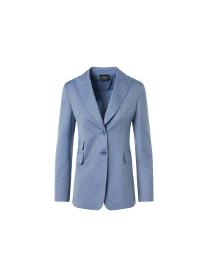Designer Massgeschneiderte Jacke aus Kaschmir-Seiden-Gabardine - Blau