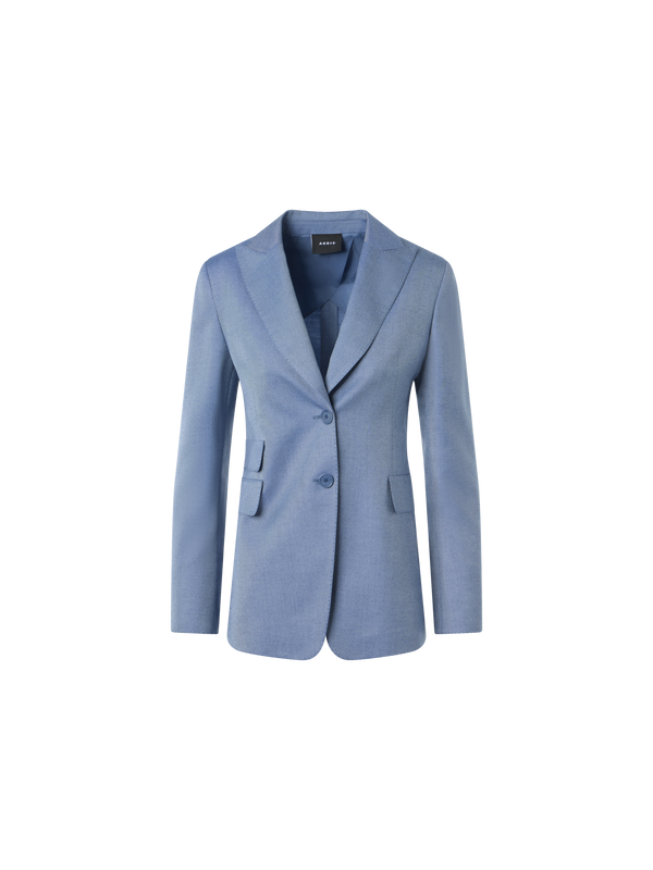 Designer Massgeschneiderte Jacke aus Kaschmir-Seiden-Gabardine - Blau