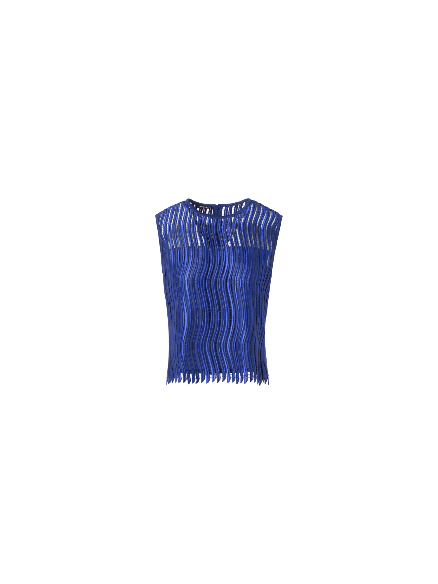 Designer Ärmellose Bluse aus Wave-Guipure - Blau