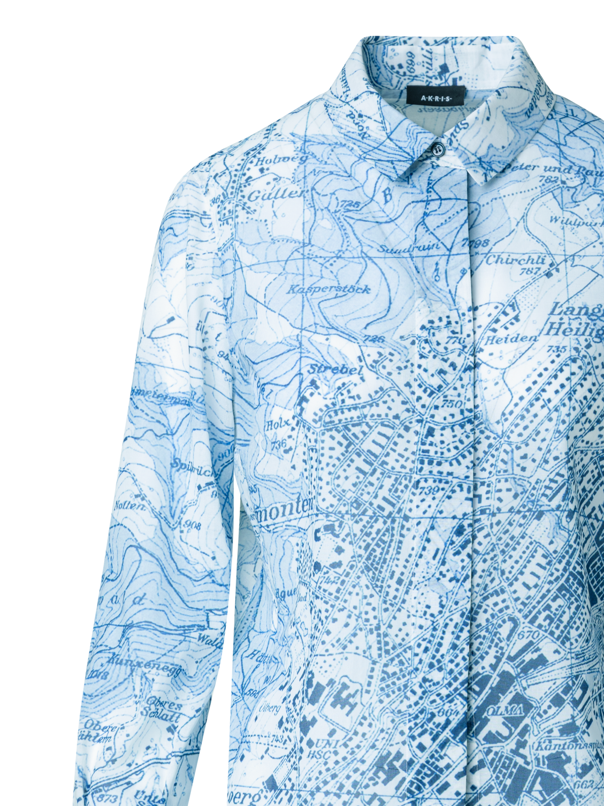 Designer Tunikabluse mit St. Gallen Map Druck - Blau - Bunt