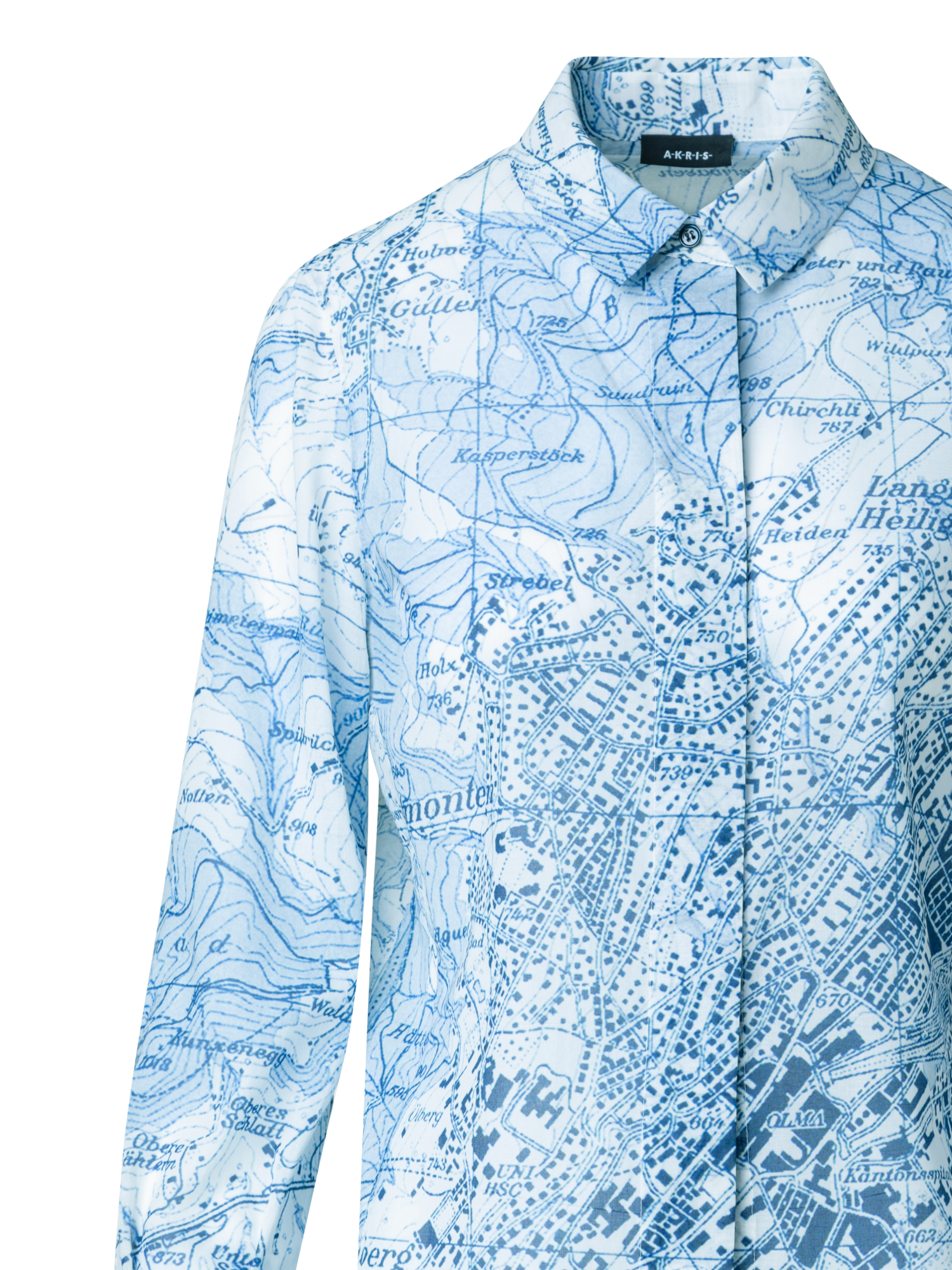 Designer Tunikabluse mit St. Gallen Map Druck - Blau - Bunt