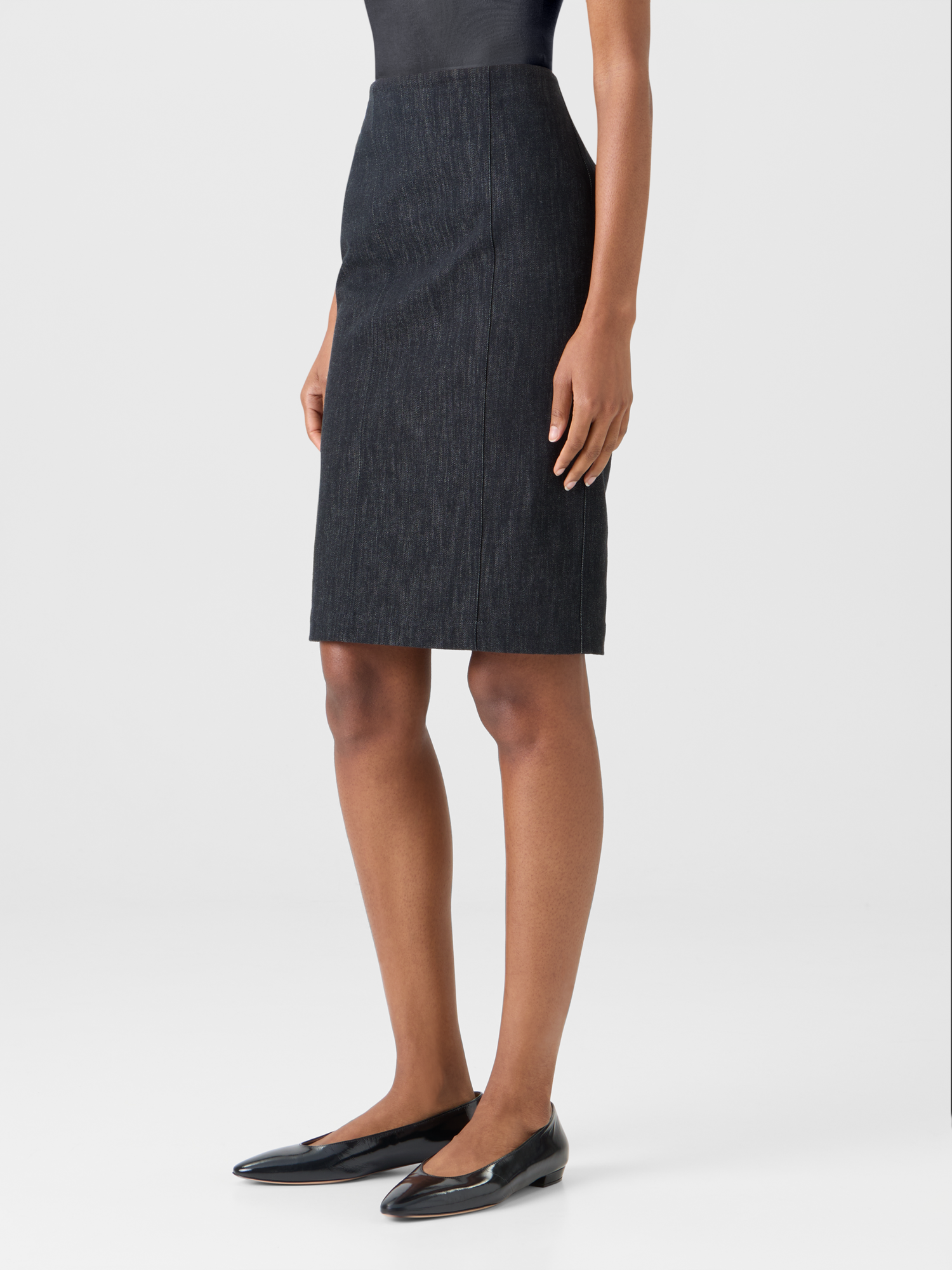 Designer Bleistiftrock aus Denim - Schwarz 