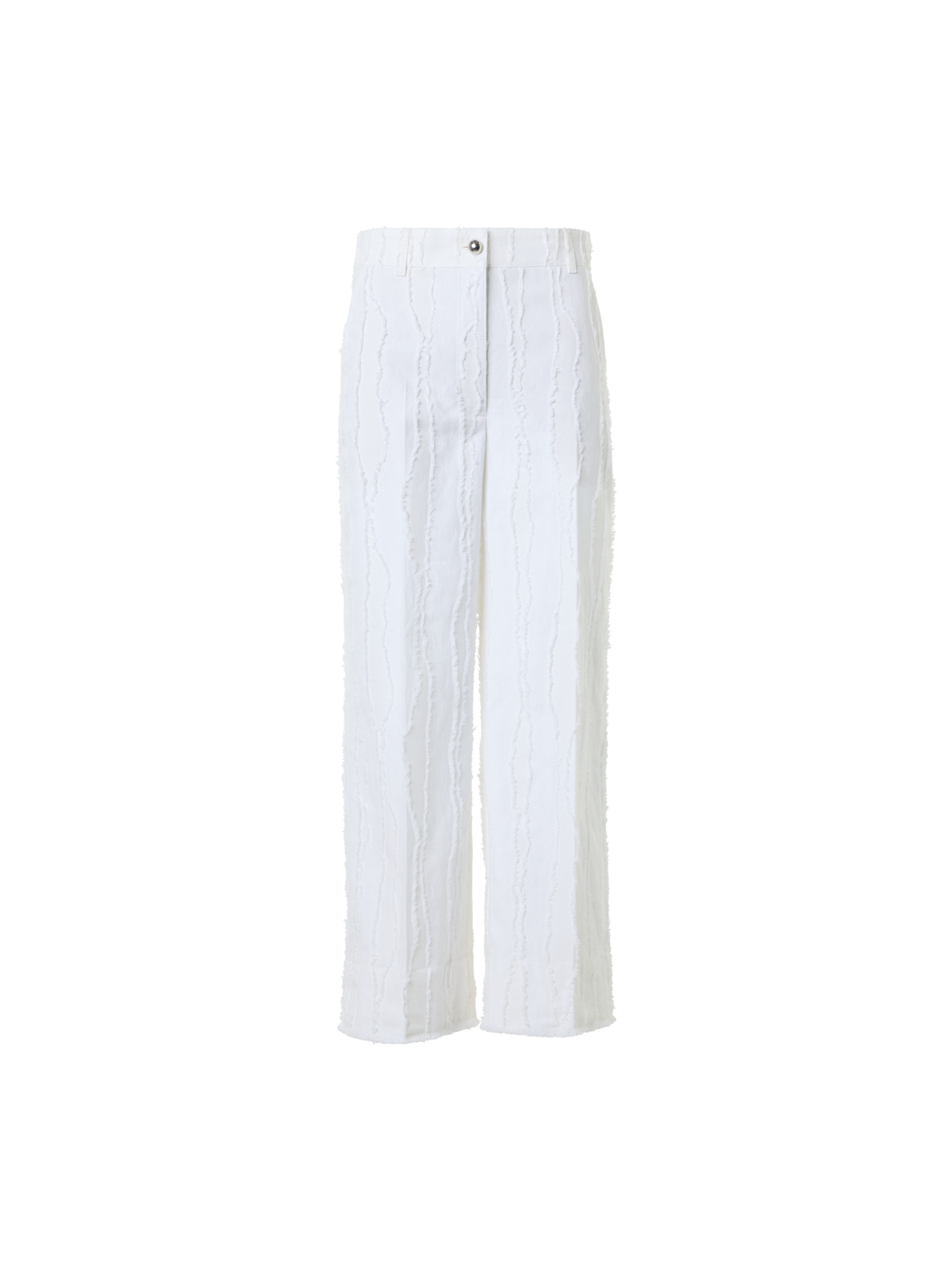 Designer Chiara Cropped Wide Leg Hose aus Fransen-Wave-Jacquard - Weiss