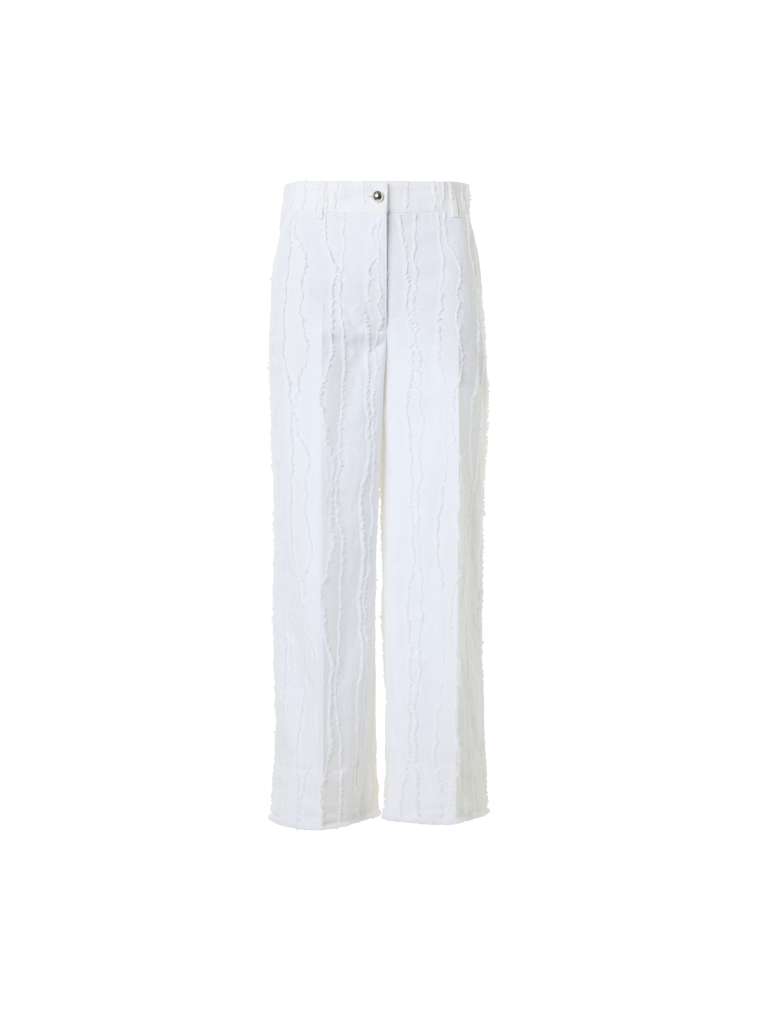 Designer Chiara Cropped Wide Leg Hose aus Fransen-Wave-Jacquard - Weiss