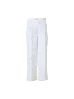 Designer Chiara Cropped Wide Leg Hose aus Fransen-Wave-Jacquard - Weiss