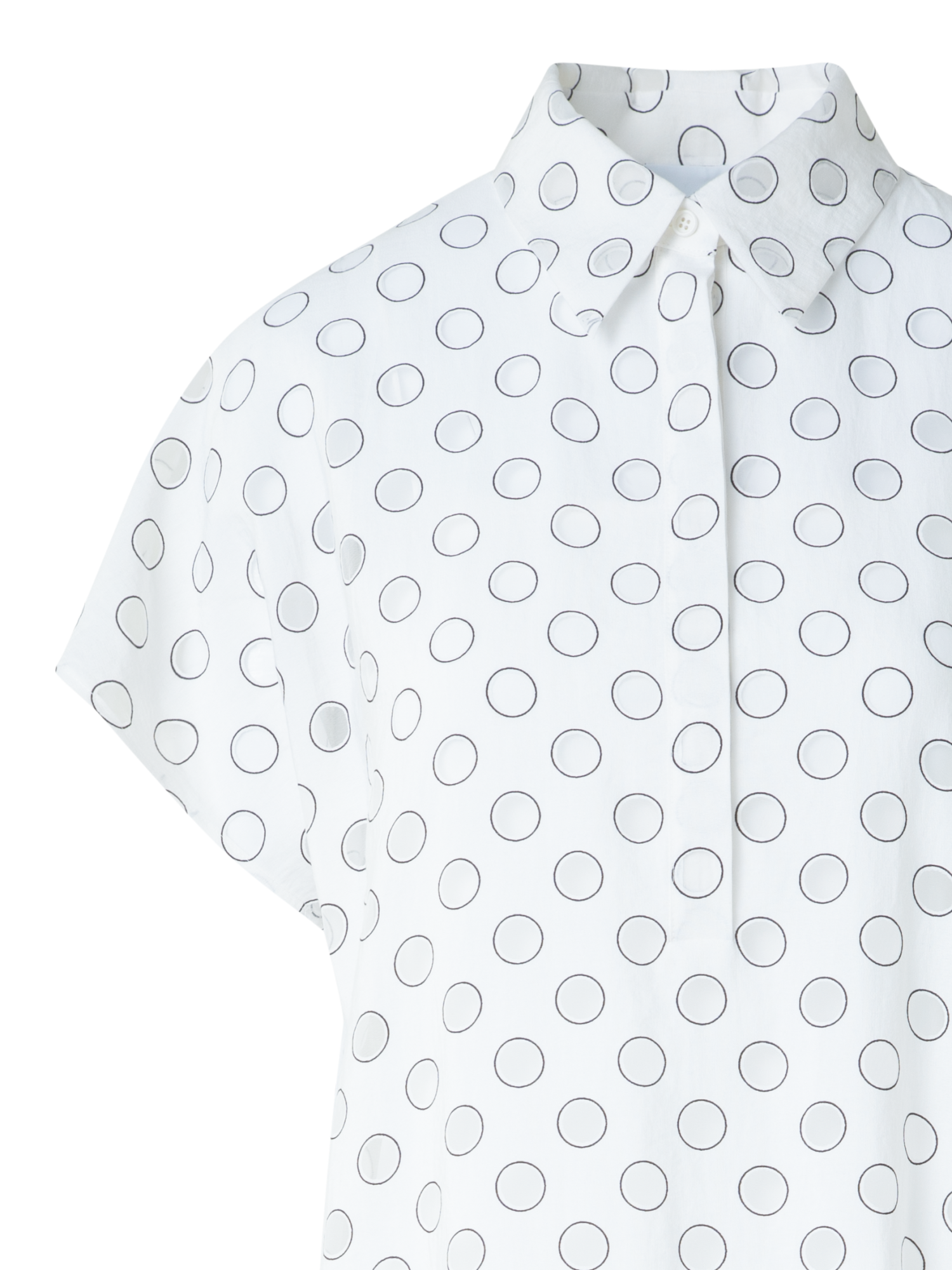 Designer Polka Dot Organzino Midikleid - Ecru - Weiss