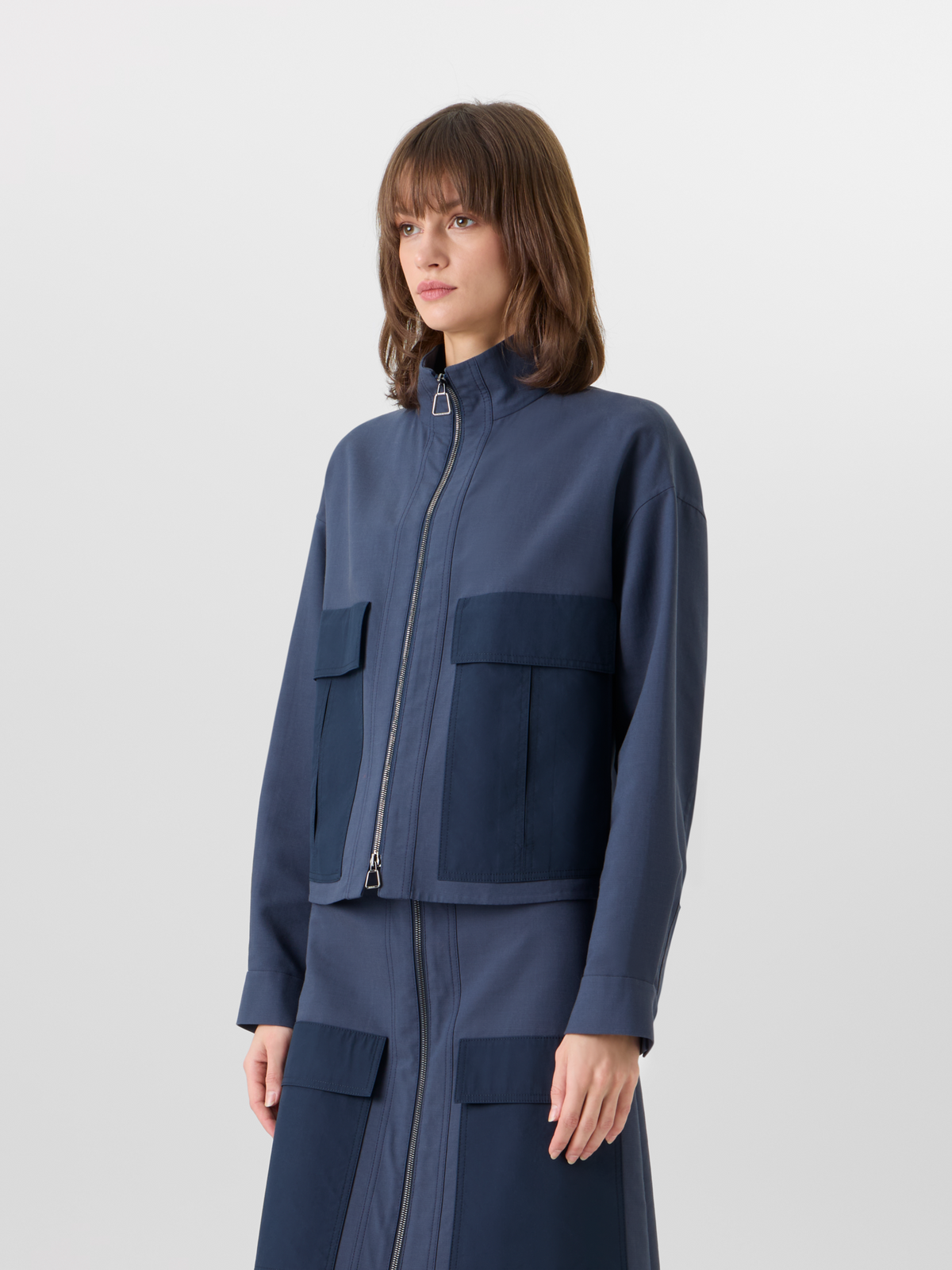 Designer Kamil Kurzjacke aus Baumwoll-Doubleface - Blau #editorial