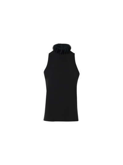 Designer 3D-Punkt-Lasercut-Crêpe-Oberteil - Schwarz