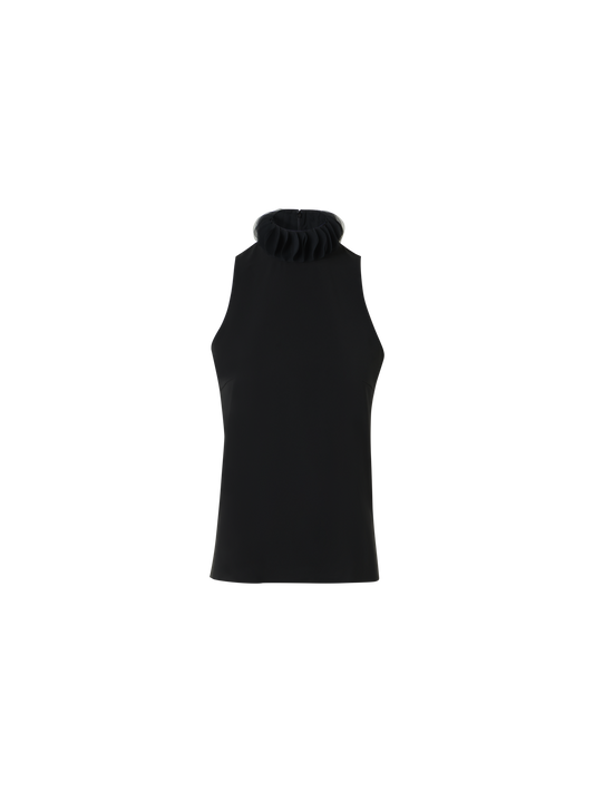 Designer 3D-Punkt-Lasercut-Crêpe-Oberteil - Schwarz