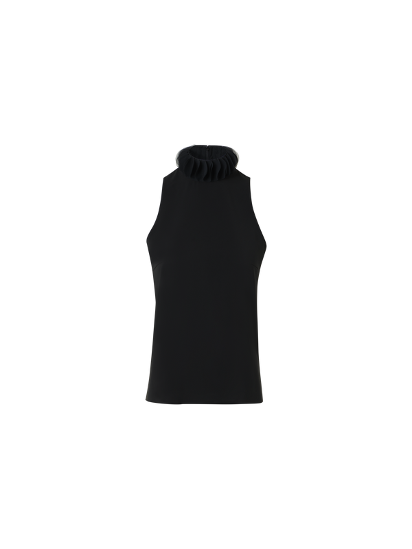 Designer 3D-Punkt-Lasercut-Crêpe-Oberteil - Schwarz