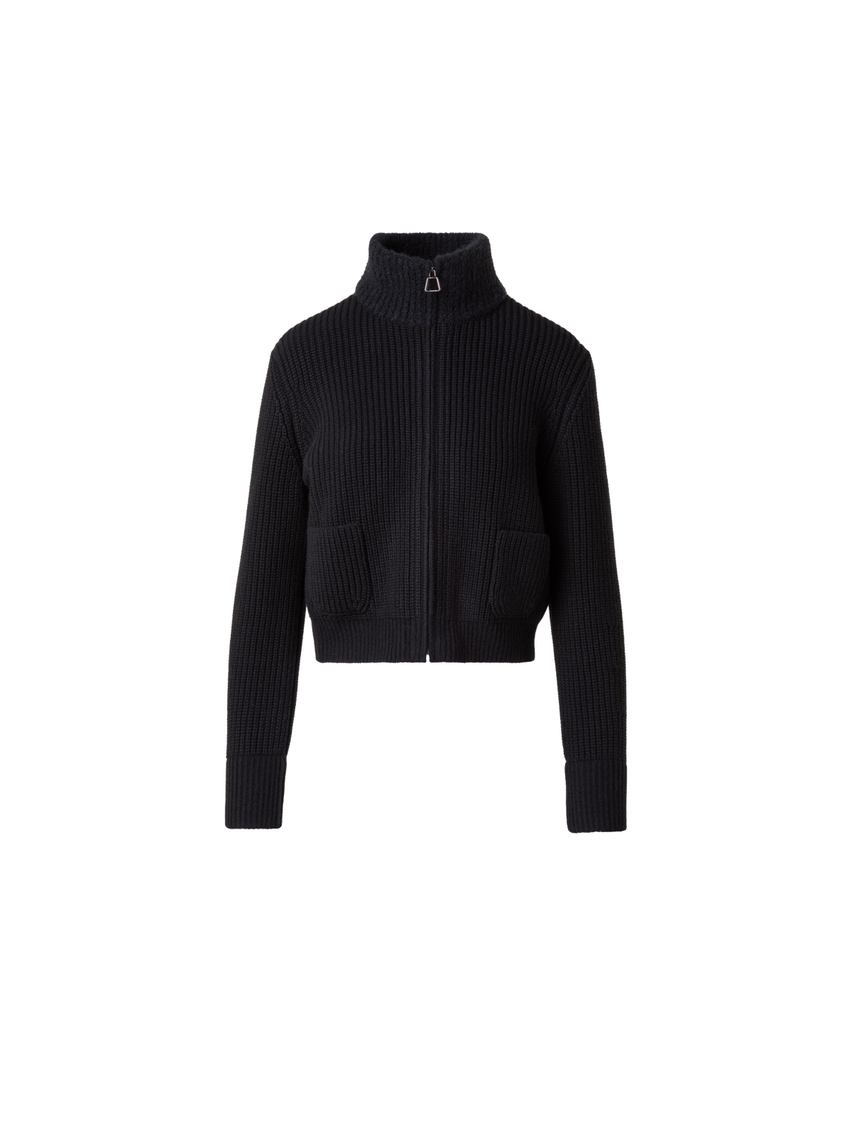 Designer Blouson-Cardigan aus Wolle und Kaschmir-Bouclé - Schwarz