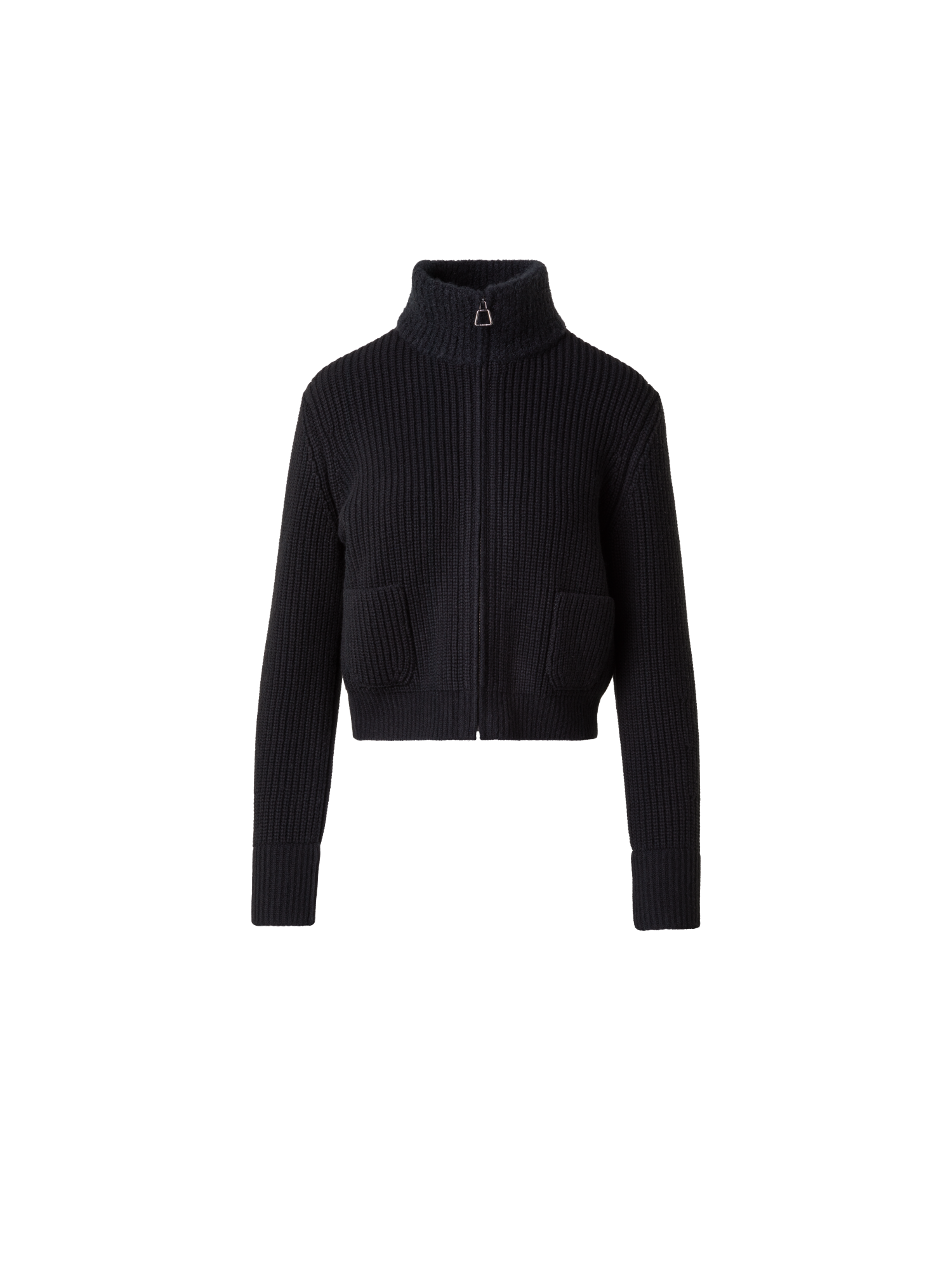 Designer Blouson-Cardigan aus Wolle und Kaschmir-Bouclé - Schwarz
