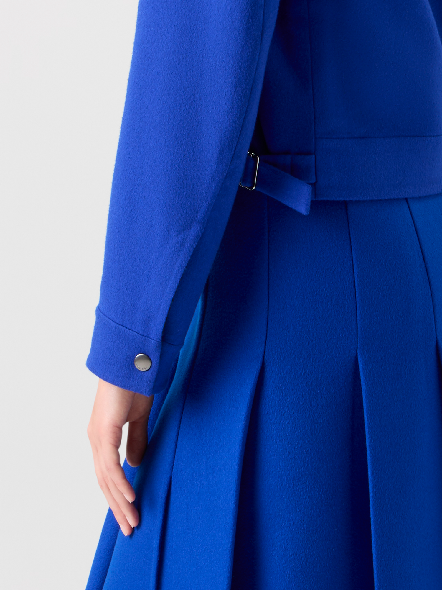 Designer Kurzer Wollflanell Doubleface Blouson - Blau 