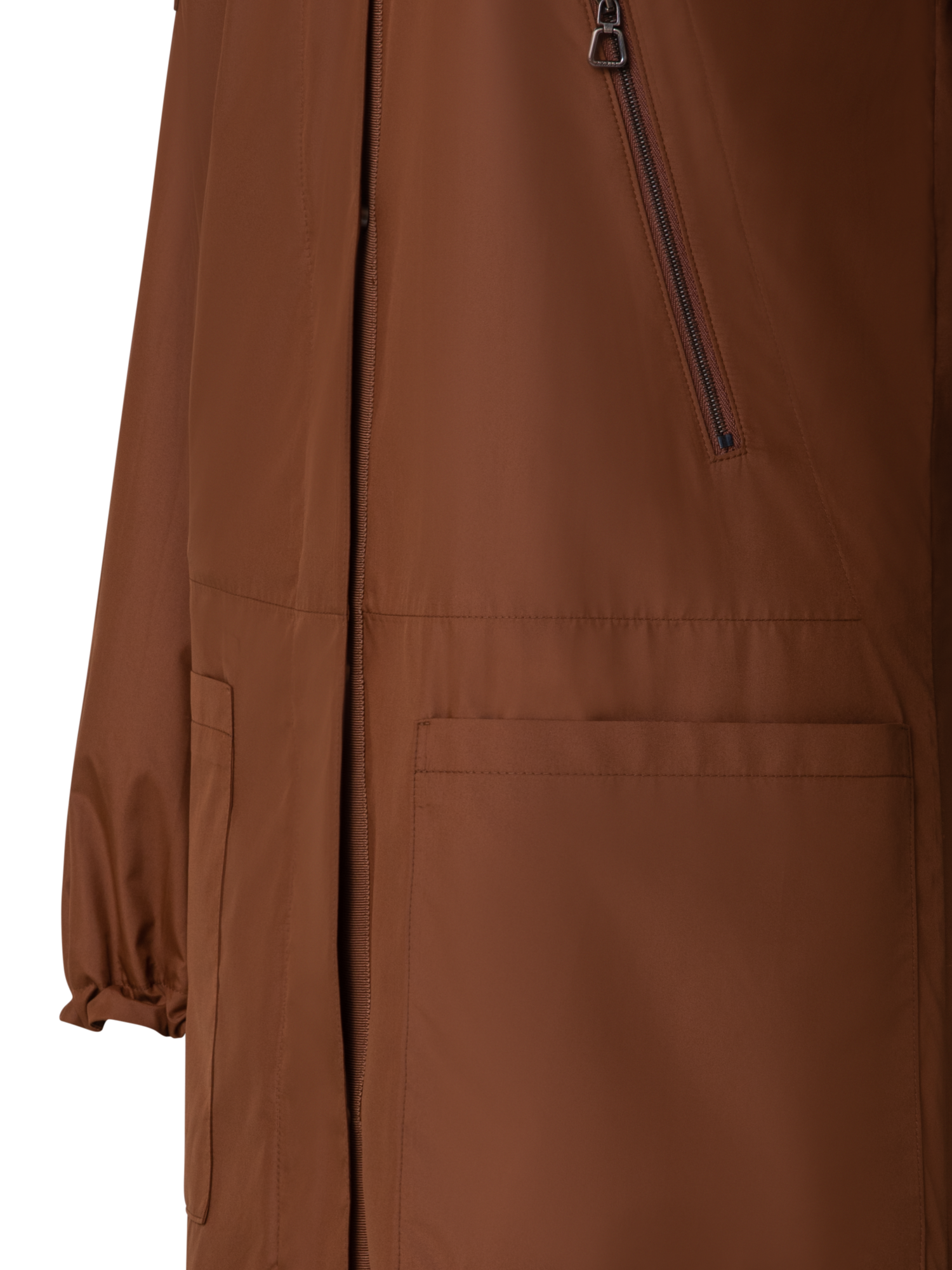 Designer Lange Bomberjacke aus Seide - Braun