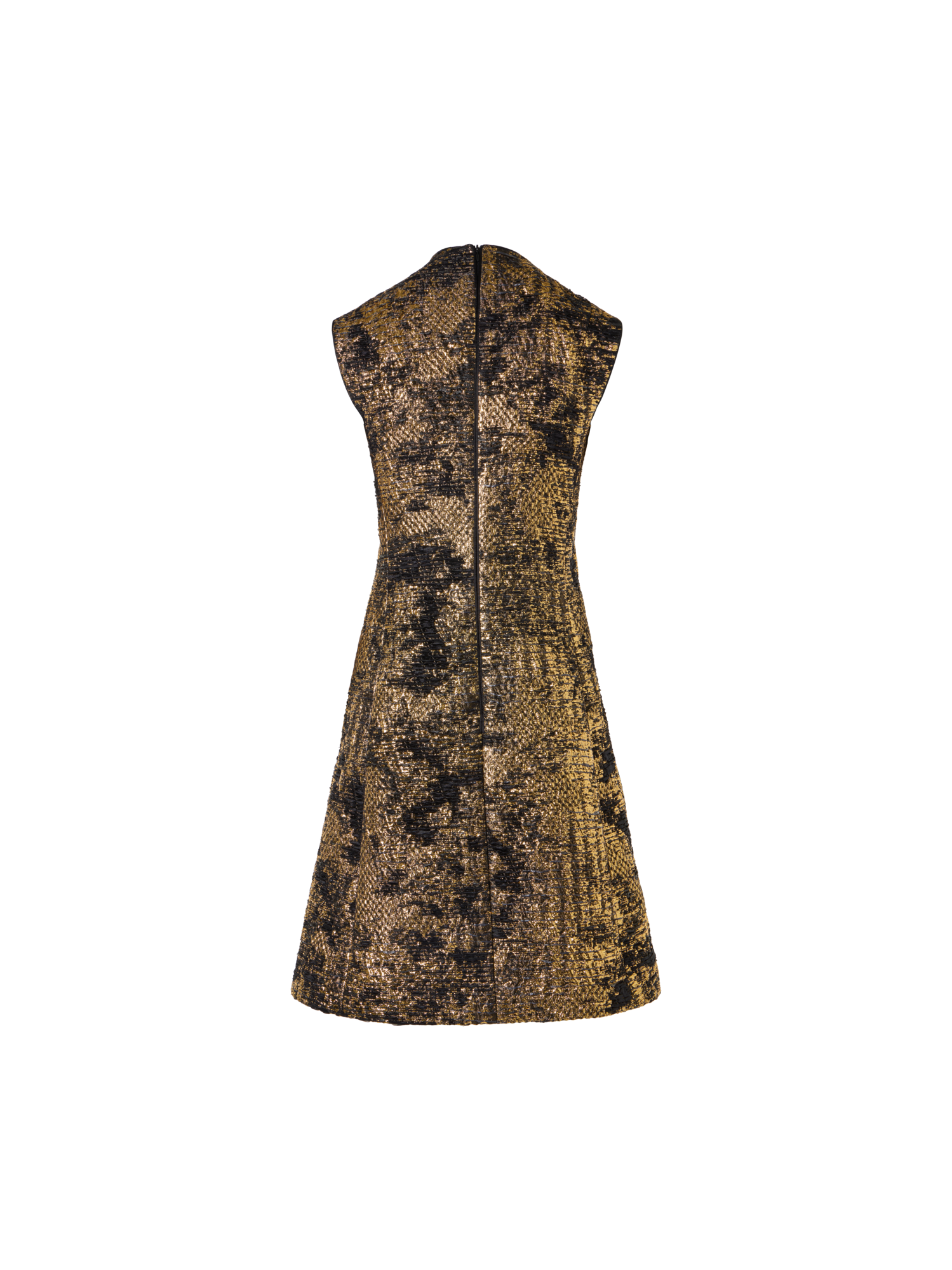 Designer Minikleid in Fragmented Jacquard - Bunt - Schwarz - Gold