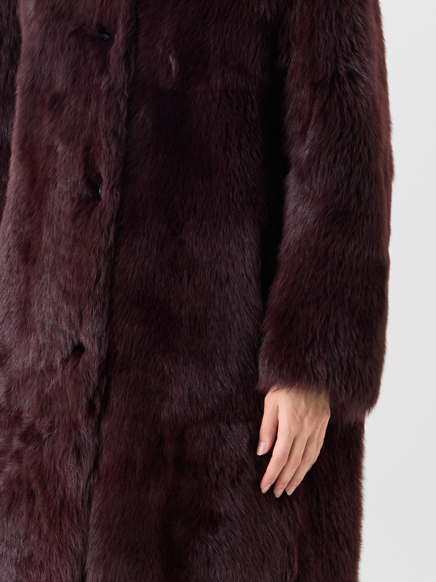 Designer Langer Oversize-Mantel aus Toscana-Shearling - Rot 