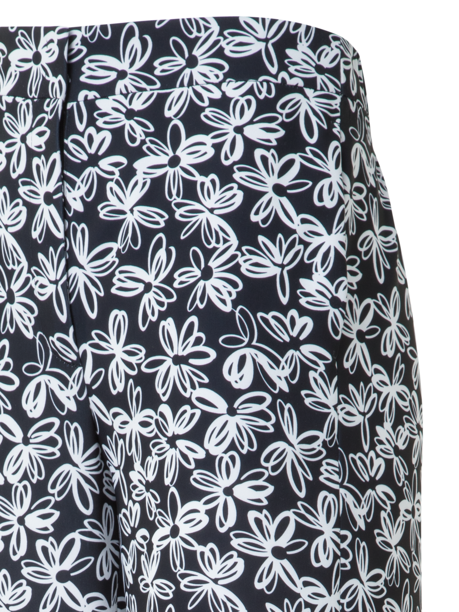 Designer Weite Hose mit elastischem Bund und Daisy Druck - Schwarz - Bunt