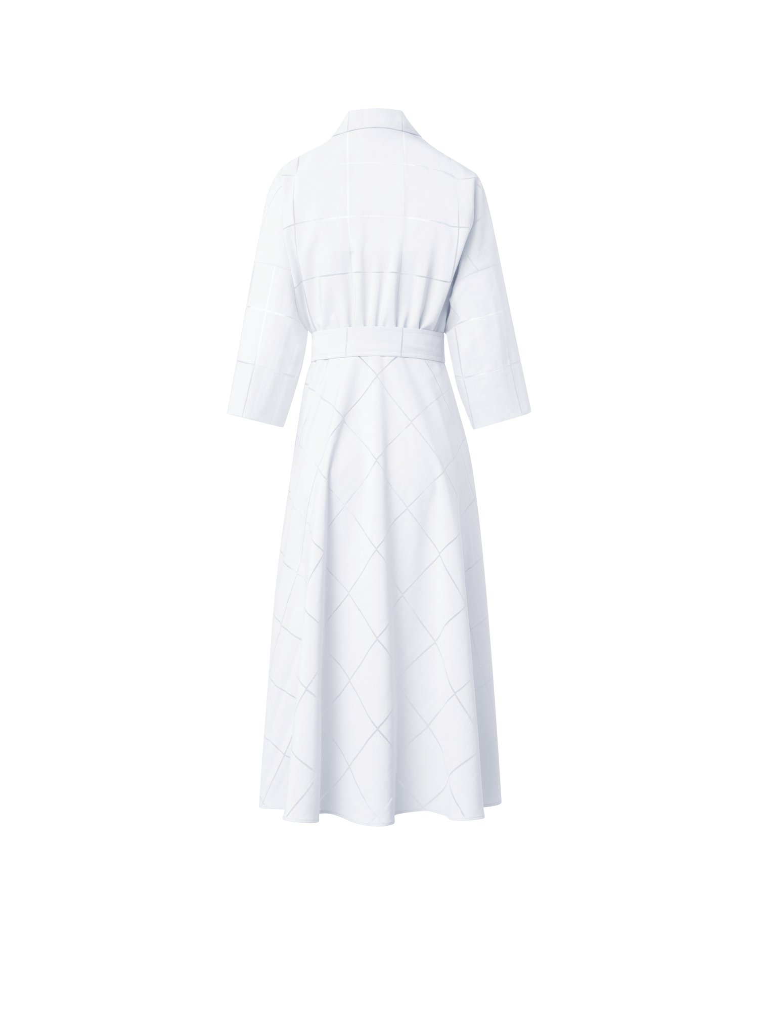 Designer Fit & Flare Midi-Blusenkleid in Window-Karo - Ecru - Weiss