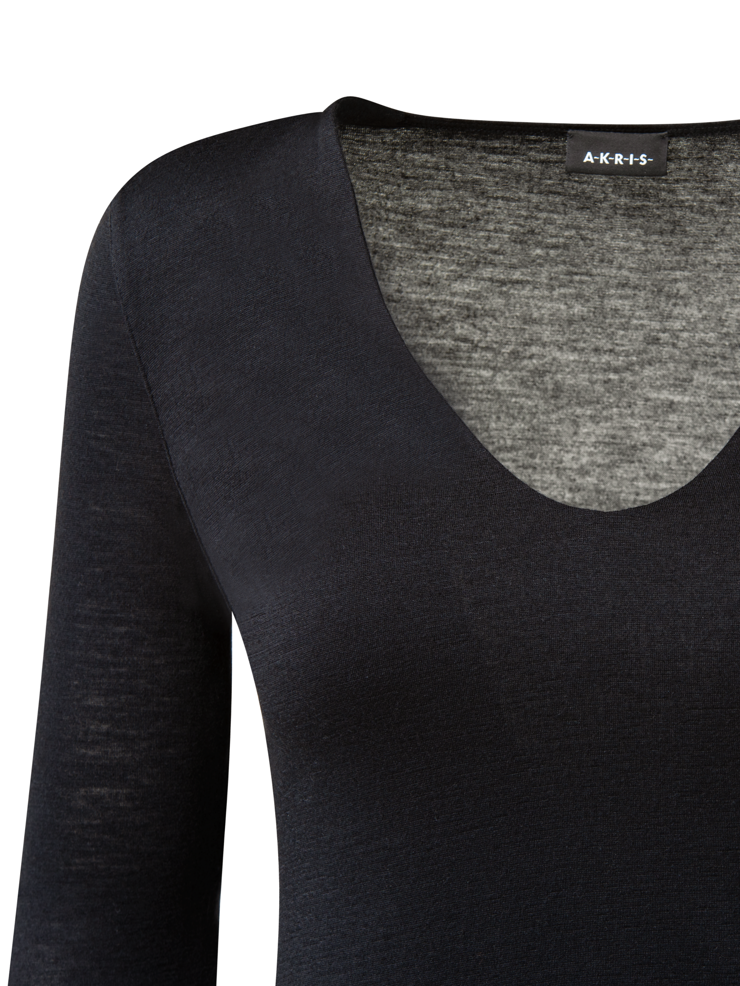 Designer Shirt aus Kaschmir und Seide mit V-Ausschnitt - Schwarz